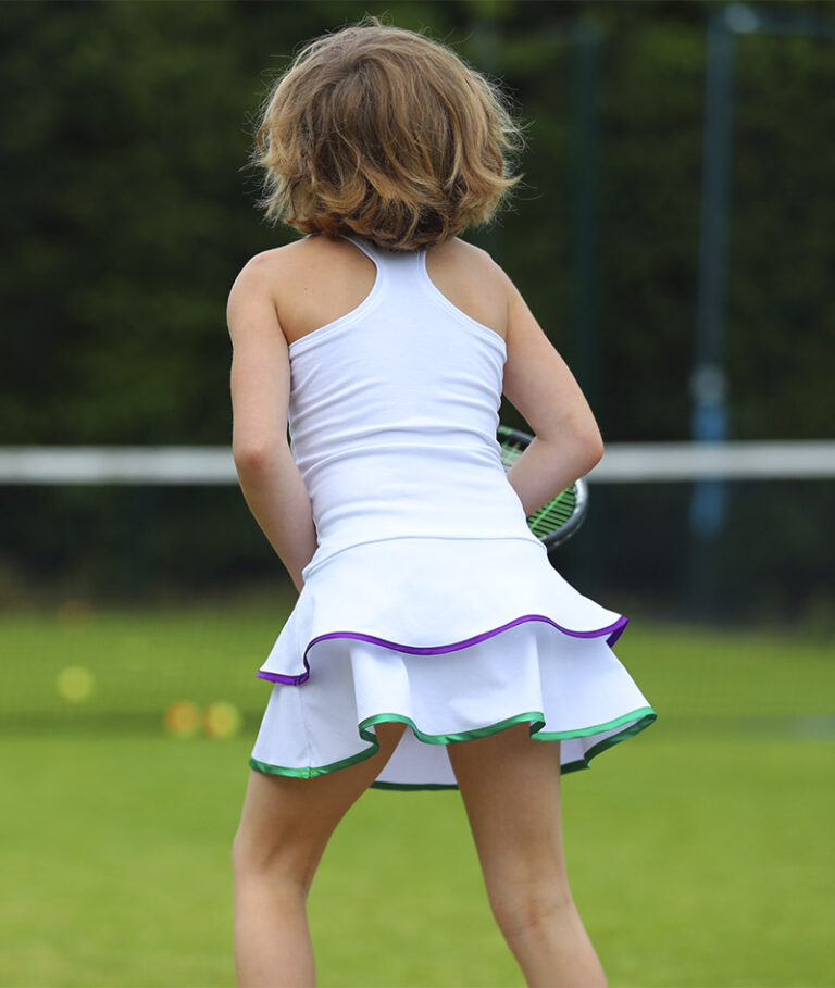 Wimbledon White Tennis Dress Girls Tennis Clothing by Zoe Alexander