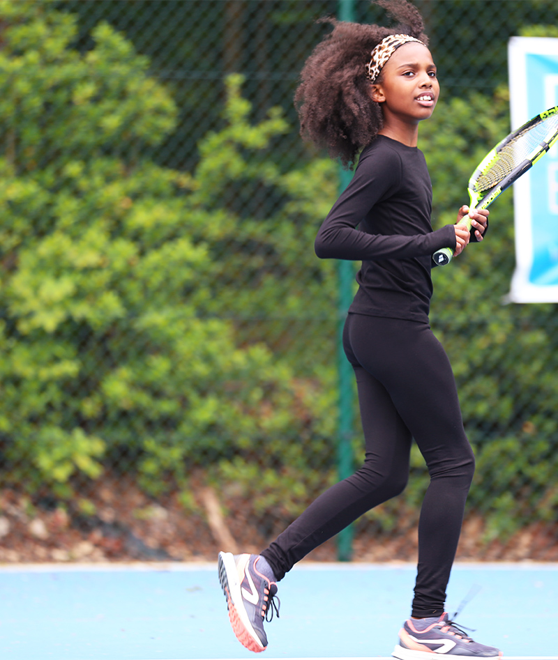 black cotton tennis training leggings and tops by zoe alexander
