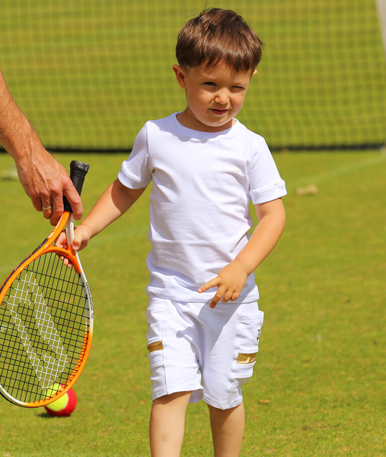 Boys Junior Tennis Apparel Wimbledon White Boys Tennis Top and Shorts