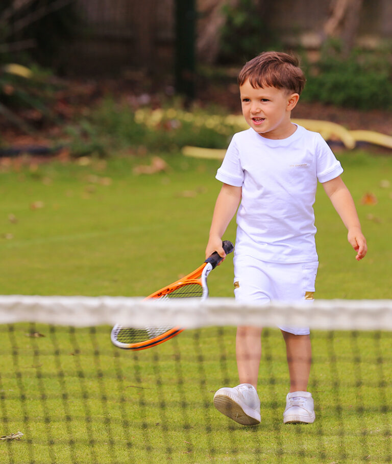 Boys Junior Tennis Apparel Wimbledon White Boys Tennis Top and Shorts