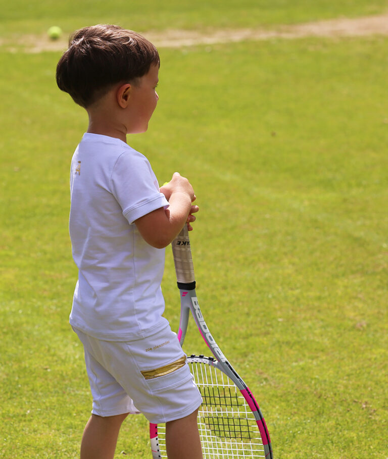 Boys Junior Tennis Apparel Wimbledon White Boys Tennis Top and Shorts Zoe Alexander