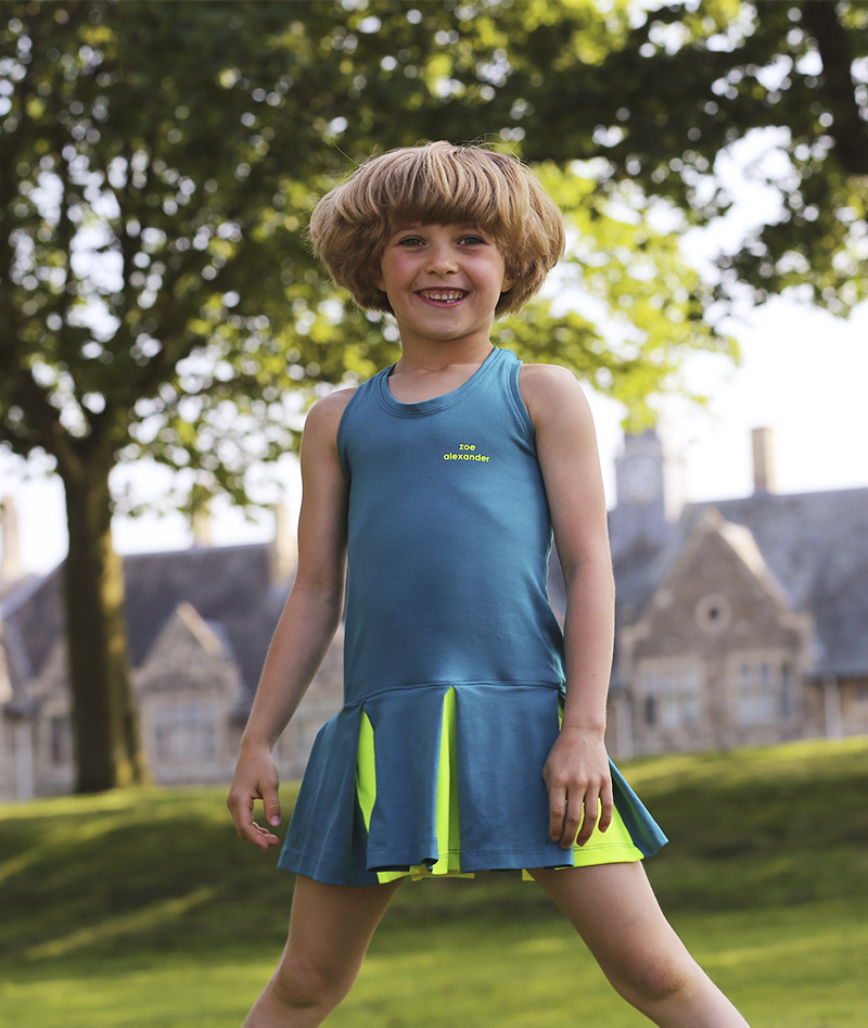 green and yellow tennis dress petra by zoe alexander