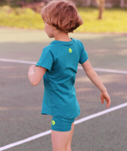 tennis ball short for girls teal petrol t-shirt