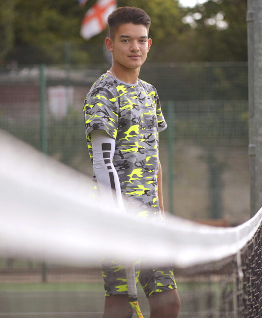 boys tennis outfit neon camo top
