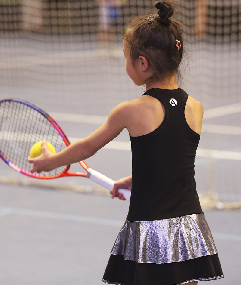 Girls Black Tennis Dress Judy Stunning Racer Back by Zoe Alexander