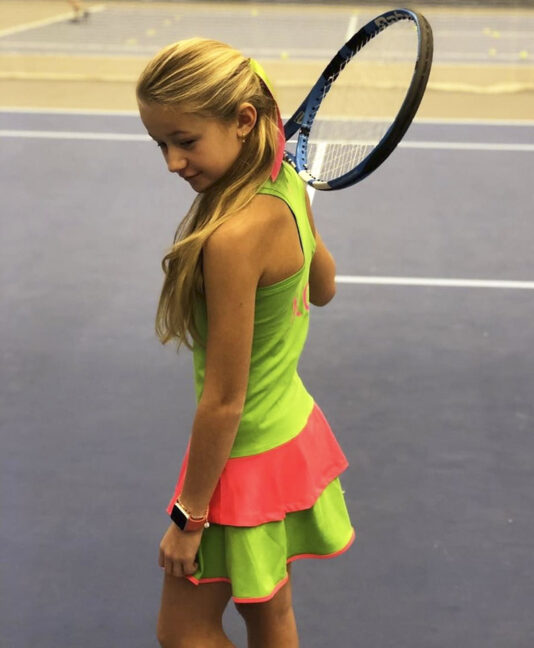 racerback green and pink girls tennis dress kaia zoe alexander