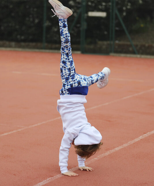 blue print tennis leggings Zoe Alexander hex