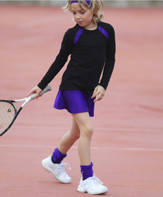 girls tennis top raglan sleeve rafaela black violet purple zoe alexander training tops