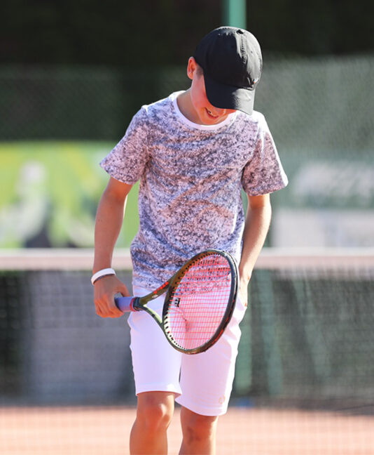 dominic cloud grey tennis tee shirt white shorts boys tennis kit zoe alexander uk