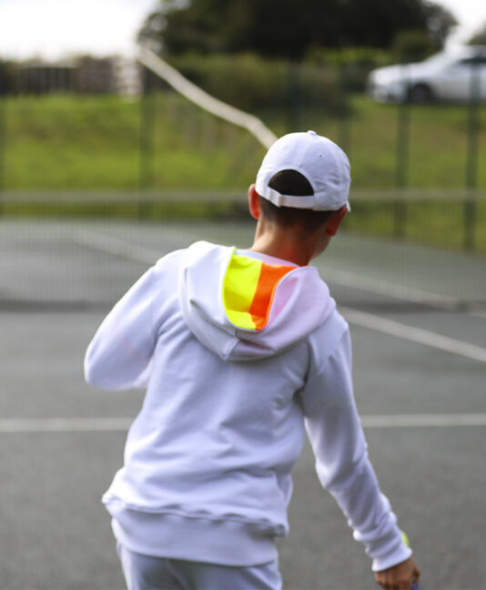white sebastian boys tennis hoodie