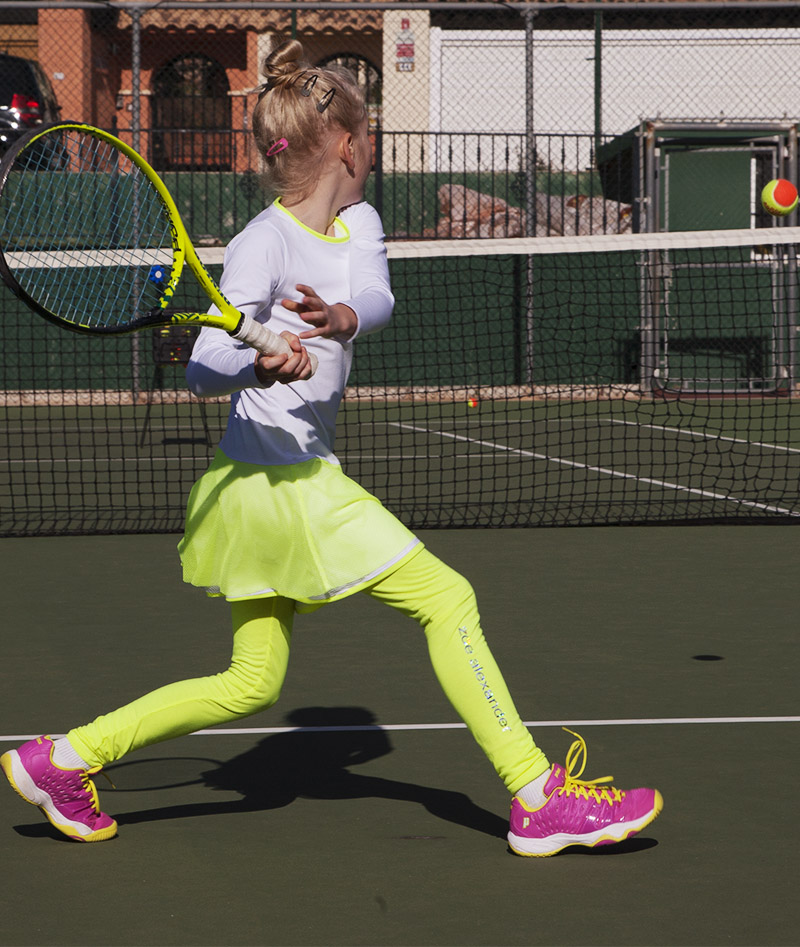 Girls Neon Long Tennis Leggings With Ball Pocket - Zoe Alexander