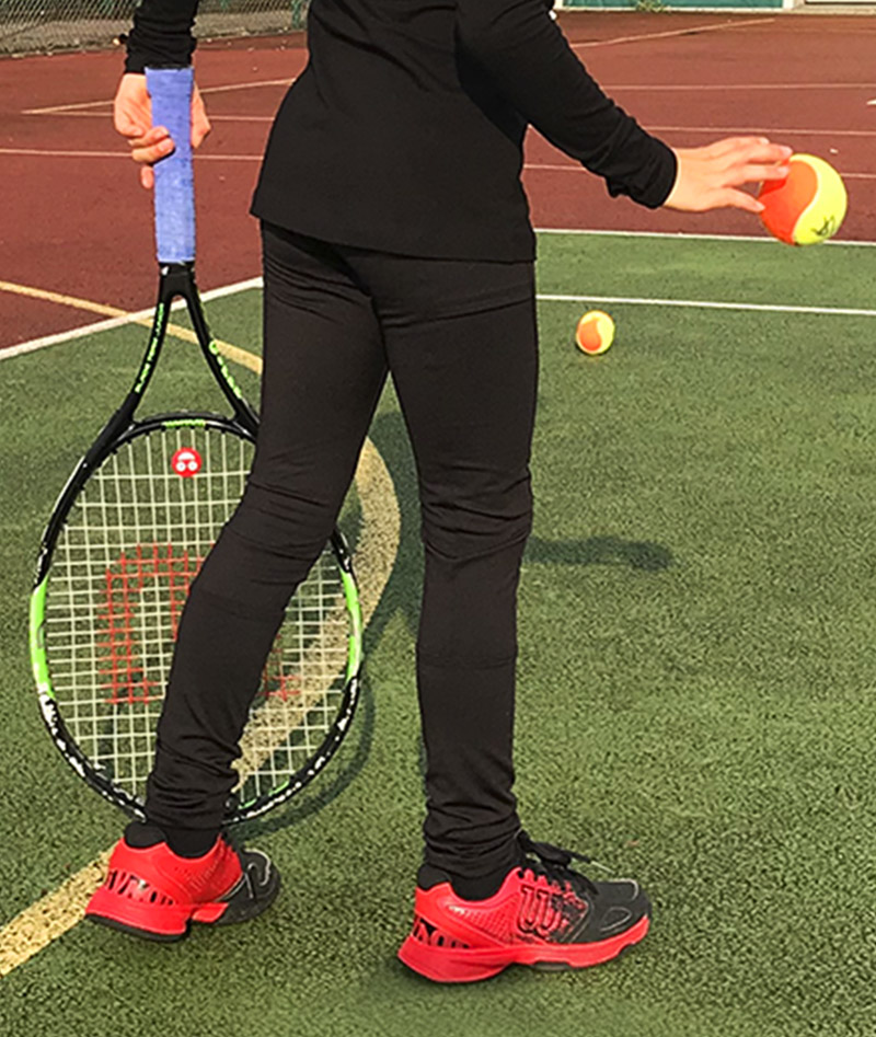 Girls Black Long Tennis Leggings Ball Pocket Fleece Lined