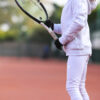 white winter fleece tennis leggings with a ball pocket by zoe alexander
