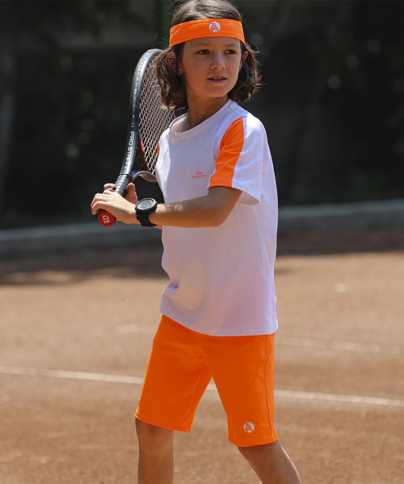 holger boys tennis outfit white with neon orange zoe alexander