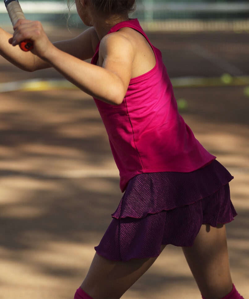 girls tennis skirt fuchsia plisse pleat burgundy by zoe alexander