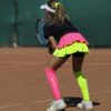 isabella layered girls tennis skirt in navy and neon by zoe alexander