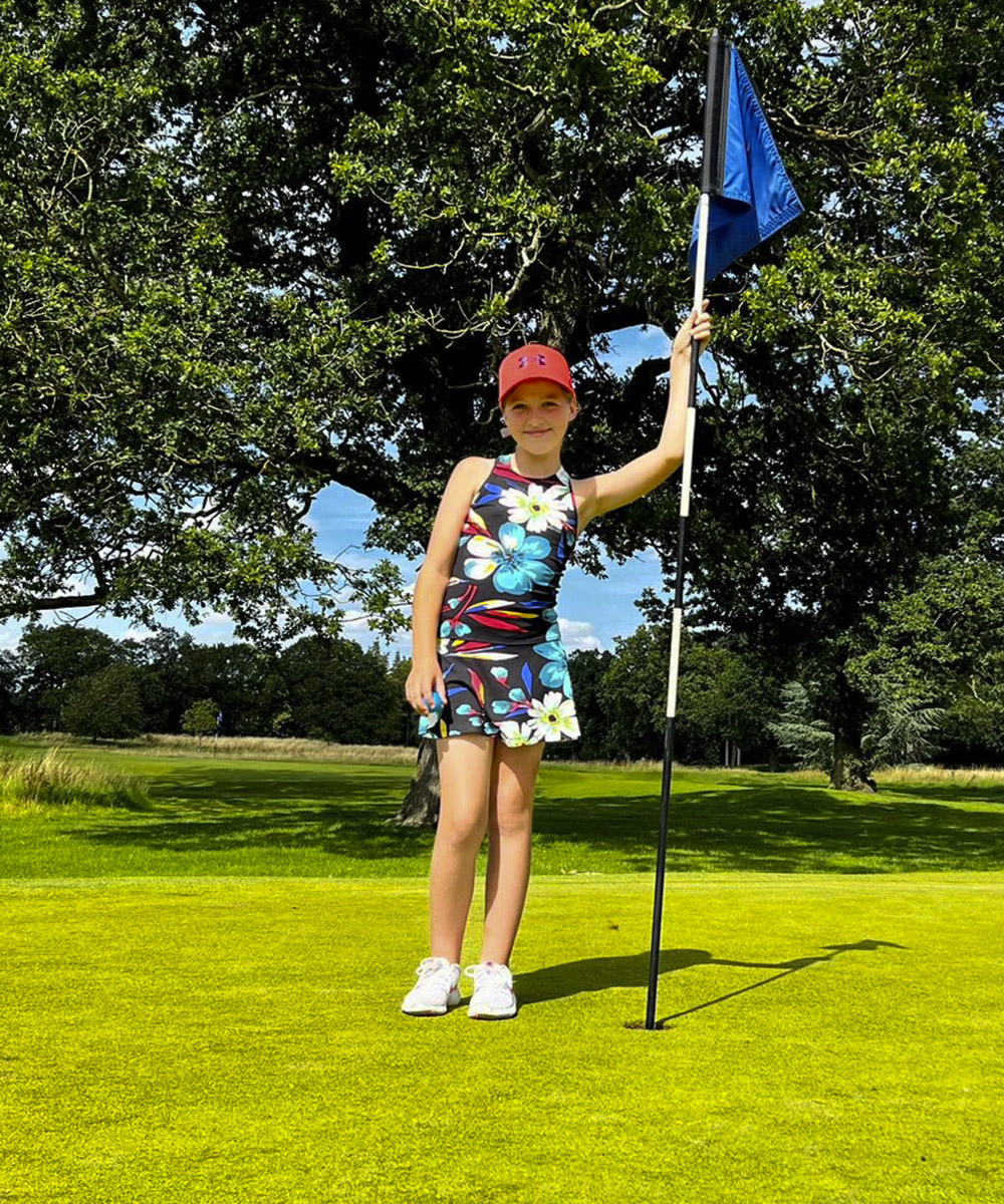 Girls Golf Dress Floral Black Petal - Zoe Alexander